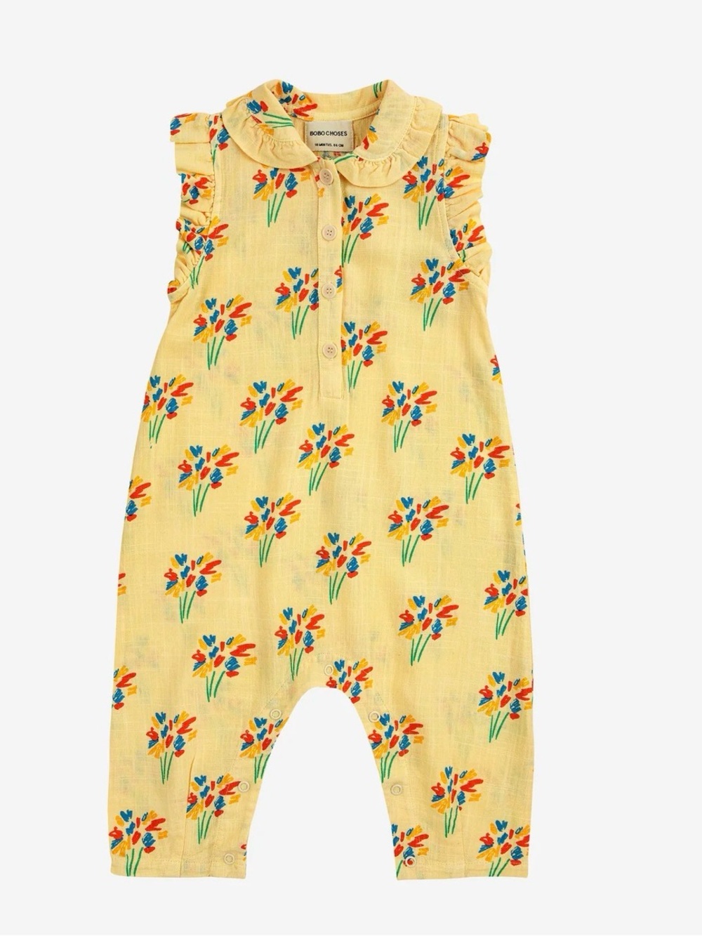 Bobo Choses 6M Baby Romper Ruffle Shoulder fireworks Print, retail $90